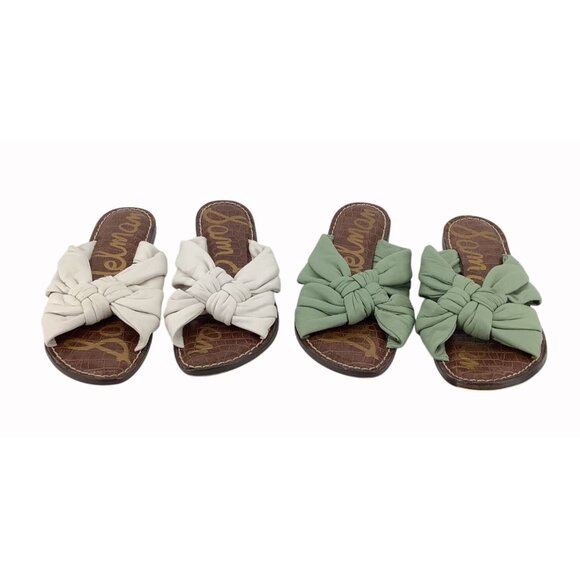 Sam Edelman Womens Knotted Slide Sandals Set Of Two Pairs Leather Upper Size 8 G - Picture 1 of 5
